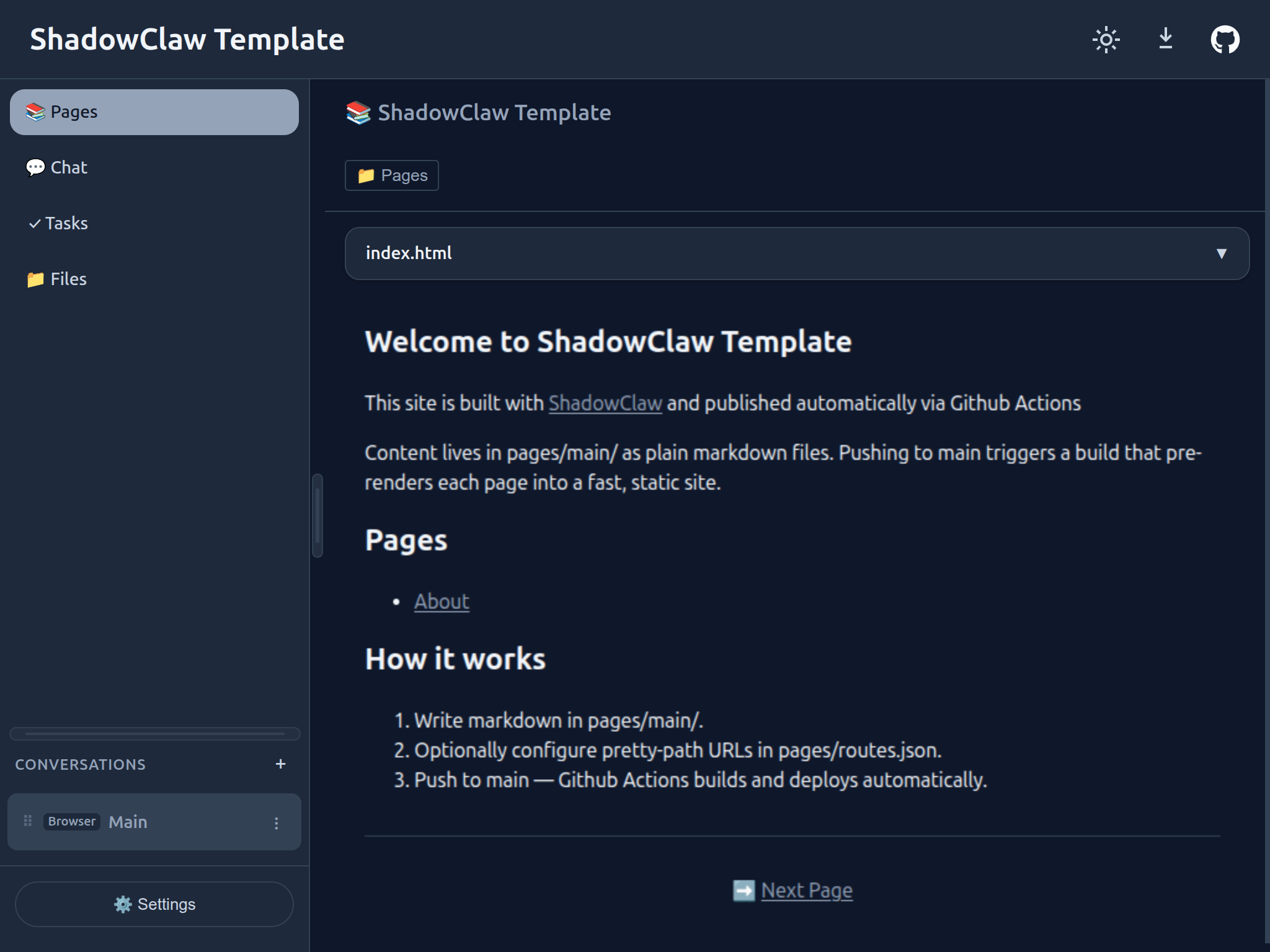 ShadowClaw Template screenshot